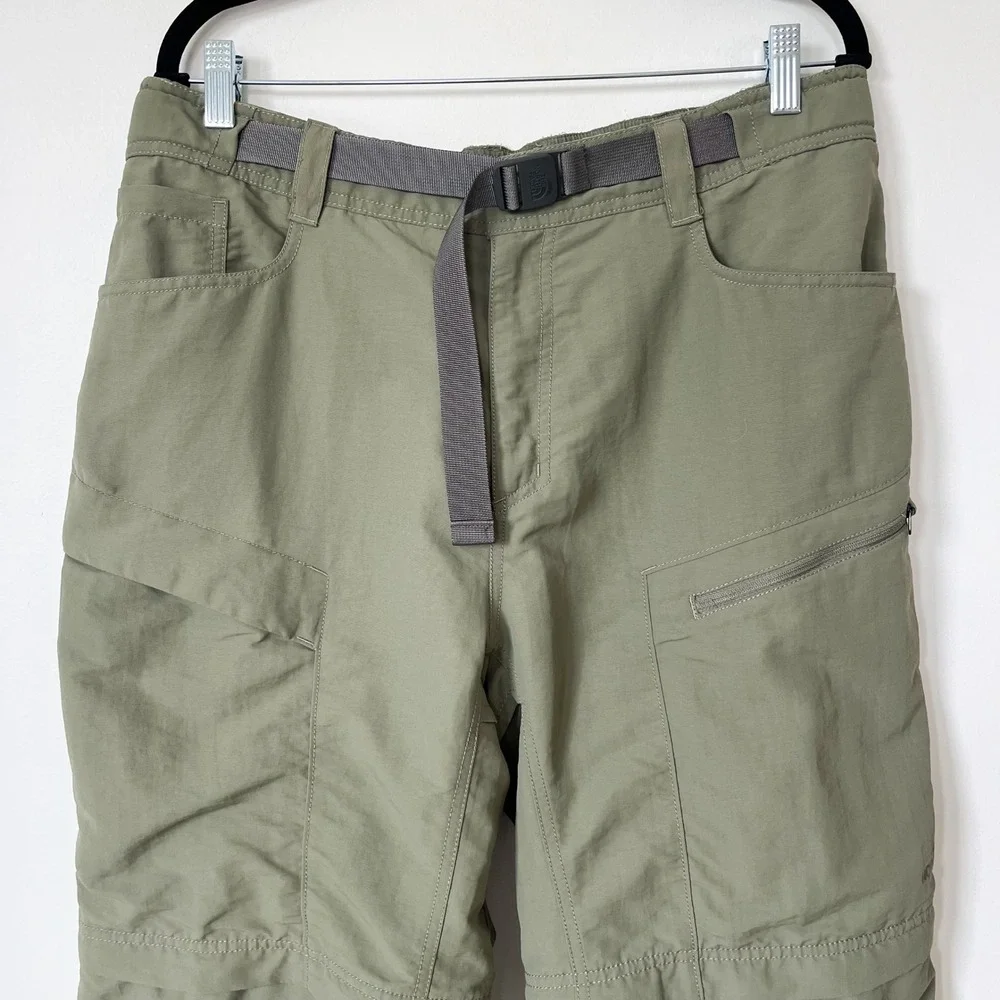 The North Face Paramount Trail Convertible Pants Mens Large Green Hiking Belted